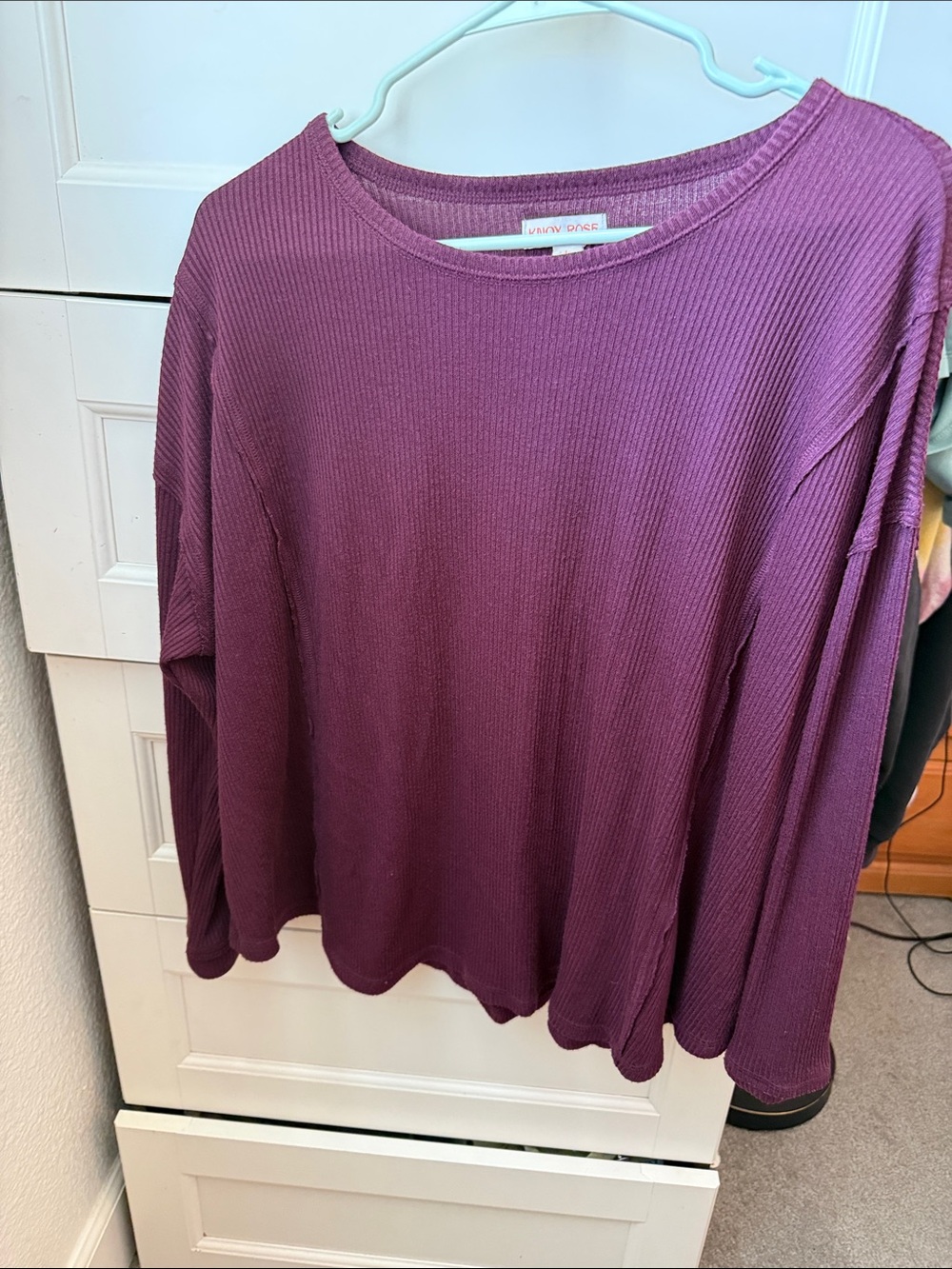 Knox Rose Ribbed Long-Sleeve Tee in Plum